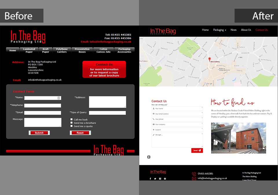 In The Bag Packaging contact page