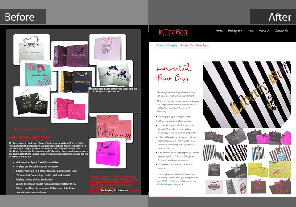 In The Bag Packaging product page